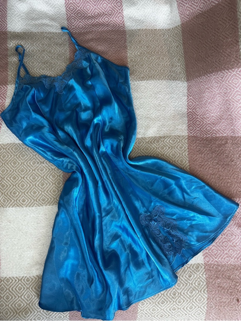 Elegant Blue Satin Nightgown